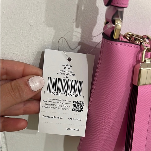 KATE SPADE Sadie Small Crossbody in Surf Pink Saffiano Leather NWT - Picture 3 of 14